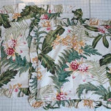 Paradise - Canvas Pillow Shams Vintage Large Square Tropical Orchid Ruffles