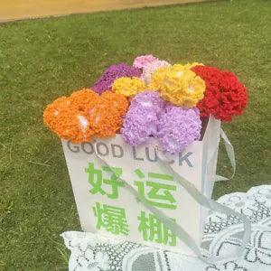 Artificial Knitting Woven Carnation Flower Handmade Crochet Floral Bouquet Decor