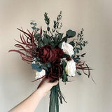 Eucalyptus Bridal Bouquet Rustic Wedding Bouquet Burgundy Peony Bouquet Preserved Eucalyptus Greenery Wedding Flowers Bridesmaids Bouquet