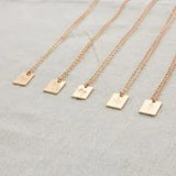 Rectangle Floral Necklace Birth Flower Pendant Gold Silver Color Charm Necklaces