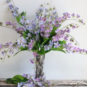 31" Artificial Fake Clerodendrum Wallichii Blossom Branch With Buds-Blue/Purple, Wallich's glorybower, DIY Wedding/Home/Kitchen Decorations