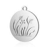 Stainless steel orchid disc charm,hollow out orchid disc pendant,18mm round flower disc pendant
