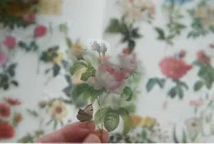 18 different design Natural Pink Yellow Blue Peony Rose Transparent Sticker