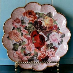 The Franklin Mint Heirloom Recommendation Victorian Rose Bouquet by David Willamson Decorative Plate Limited Edition Fine Porcelain Rose 8"