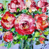 original oil painting Peony colorful garden flowers artwork Floral wall art