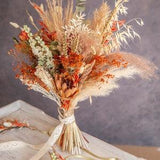 Large rust orange dry flower wedding bouquet 