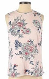 Pale Sky Women??s Light Pink with Blue Flowers Sleeveless Top Blouse Size PM