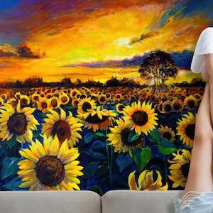 Machine Washable Rug, Wedding Rug, Front Door Rug, Anti-Slip Carpet, View Rugs, Farmhouse Rug, Sunflower Field Painting Rugs,Small Rug,
