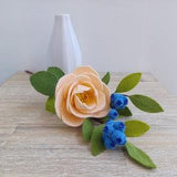 Felt Blueberry Stem, Blush Rose Bouquet