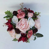 Burgundy and Blush Bridal Bouquet, Dahlia and Peony, Cabbage Rose, Mauve Berries, Mixed Eucalyptus, Garden Style Silk Bouquet, Fall Wedding