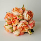 Ready To Ship Rose Bouquet, Silk Wedding Bouquet, Orange Bouquet, Wedding Bouquet, Bridal Bouquet, Wedding Flowers