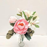 Pink Peony Paper Flowers Bouquet Posy - Peony, Ranunculus, Alstroemeria, Sweet Peas, , Paper Flower Bouquet,,