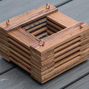 072. Salvaged Red Pine Wood Hanging Basket Planter for Orchids, Bromeliads, Ferns, Cacti, Other Epiphytes and Succulents