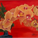 Orchid Only, Original 16 x 20, Acrylic Orchid Painting, Phalaenopsis Orchid Art, Moth Orchid Wall Decor, Yellow Orange Red Wall Art, Unique