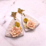 floral artisan earrings |floral clay earrings| wedding earrings |floral bouquet earrings|realistic rose earrings |statement earrings