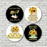 Watercolor Sunflower Magnets Or Pinback Buttons Pin / Set Of 4 / 2.25