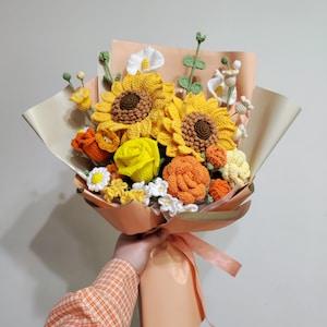 Crochet Sunflower Bouquet Gifts For Her / Rose / Lily / Daisy / Home Decor / Mother's Day Gift /Mom Wife Girlfriend Her Anniversary Birthday