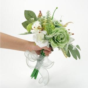 24PCS Green Artificial Silk Flower Head Material Package For DIY Bouquets Floral Arrangement Toss Bouquets Cake Topper Floral Arrangement