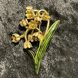 Lily-of-The-Valley Enamel Brooch Museum Art Reproduction 2 1/4" Tall