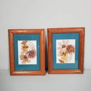 Framed Dried Pressed Flower Pictures 6.5 x 8.5 Set of 2 Cottagecore Farmhouse