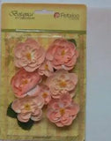Ranunculus PEACH - 8 Fabric Flowers + 6Leaves 33-48mmAcross Botanica Pet L2b