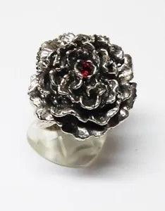 January Birth Flower Carnation Silver Ring