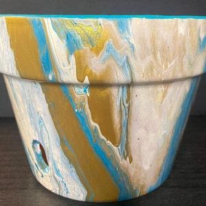 Orchid Pot l Beach Vibes Terra-Cotta Pot l Flower Pot l Clay Pot l Hand Painted Pot l Acrylic Pour Pot l