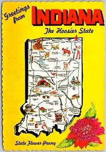 Postcard: Indiana - Hoosier State, Peony Flower, Indianapolis A181
