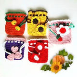 Drawstring coin purse, crochet airpod pouch, cute earbuds bags, mini make up bag, pumpkin jewelry bag, sunflower change wallet, cosmtic bag