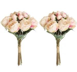 Peonies Artificial Flowers 2 Bouquets 20pcs Vintage Fake Silk Peonies with