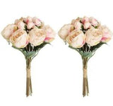 Peonies Artificial Flowers 2 Bouquets 20pcs Vintage Fake Silk Peonies with