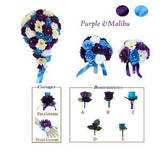 Build Your wedding package-Keepsake artificial flowers- Turquoise, Purple, and White Rose Daisy Teardrop Bouquet corsage boutonnieres