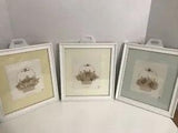 Pressed Dried Flower Arrangement Framed Wall Art Wildflowers Signed Set Of 3