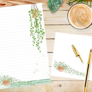 Writing paper set watercolor kit My green plants Snail Mail penpal