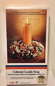Vintage Crafts of ??76 Colonial Candle Ring Kit #112 Preowned In Sealed Box