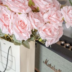 9 Pcs Light PINK Silk Roses, Bunch of 9 Roses, Pink Artificial Flowers, Flower Materials, Light Pink, Wedding Flowers, Wedding Bouquet