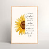 Be a Sunflower Sign | Printable Wall Art | Sunflower Decor | Positivity Quote | Mental Health Awareness | Stand Tall and Find the Light