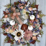 Fall wreath, Autumn wreath, Pumpkin wreath, Berries wreath, Thanksgiving, Sunflower Front door wreath, Cheetah bow, Farmhouse wreath