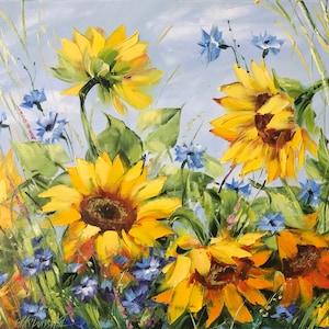 Ukraine Sunflower Oil Painting Original Art Work Sunflowers Painting on Canvas Ukrainian Flower Field Painting Ukraine Sunflower Artwork