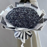 Large Luxury Artificial Eternal Black Grey White Rose Bouquet - Home Decor - Handmade Flower Bouquets - Gifts For Her Large Bouquets
