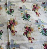 1yd Christian Cross Lily Violet FAITH HOPE LOVE JOY BLESSED Cotton Quilt Fabric