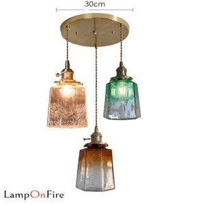 Japanese Style Glass LED Pendant Lights Fixtures Knob Switch Home Indoor Bedroom Living Room Modern Hanging Lamp Luminaria