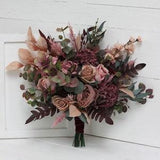 Dusty rose beige burgundy wedding Bridal flowers Fall wedding bouquet