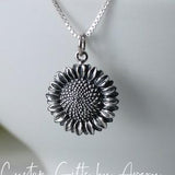 Sterling Silver Sunflower Pendant Necklace * 925 Sterling Silver Flower Charm * Sunflower Necklace