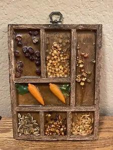 Vintage 1970??s Gamut Designs Framed Seet, bean, dried flower Art Decor