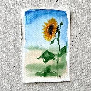 Sunflower painting Flowers watercolor Original Small flowers painting