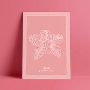 Cymbidium Orchid Flower Tropical Minimal Neutral Artwork Printable Wall Organic Poster Line Flower Art