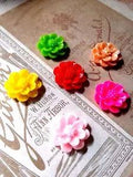 Resin Flower Cabochons 15mm Flower Flatbacks Peony Flower Assorted Lot 10/25