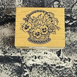 PSX Flower Bouquet Basket Roses Iris Lily Rubber Stamp F467 Pansey Vintage