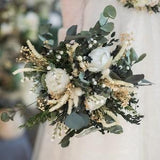 Greenery wedding bouquet White peony flower bouquet Eucalyptus bridal bouquet Wedding accessories Personalised bouquet Natural boho wedding